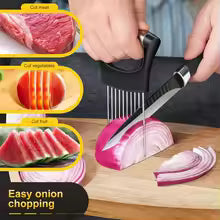 1pc Stainless Steel Onion Slicer Holder Tomato Slicer Holder Multipurpose Meat Tenderizers Kitchen Gadgets Assistant Slicer Tool