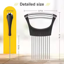 1pc Stainless Steel Onion Slicer Holder Tomato Slicer Holder Multipurpose Meat Tenderizers Kitchen Gadgets Assistant Slicer Tool